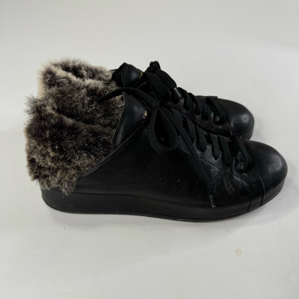 Officine Creative Black Fur-Lined Sneakers